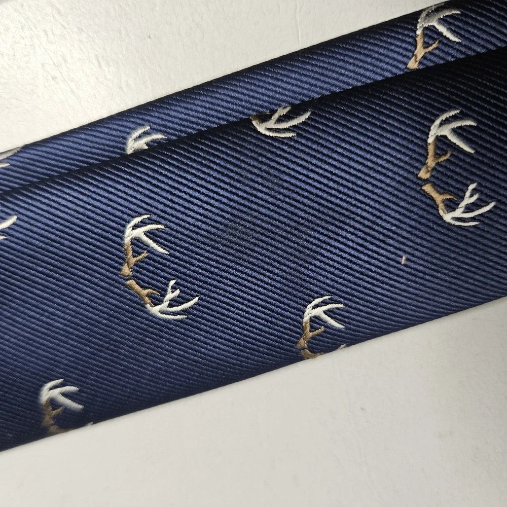 American Eagle Outfitters Mens Neck Tie Antlers Navy Blue Stag‎